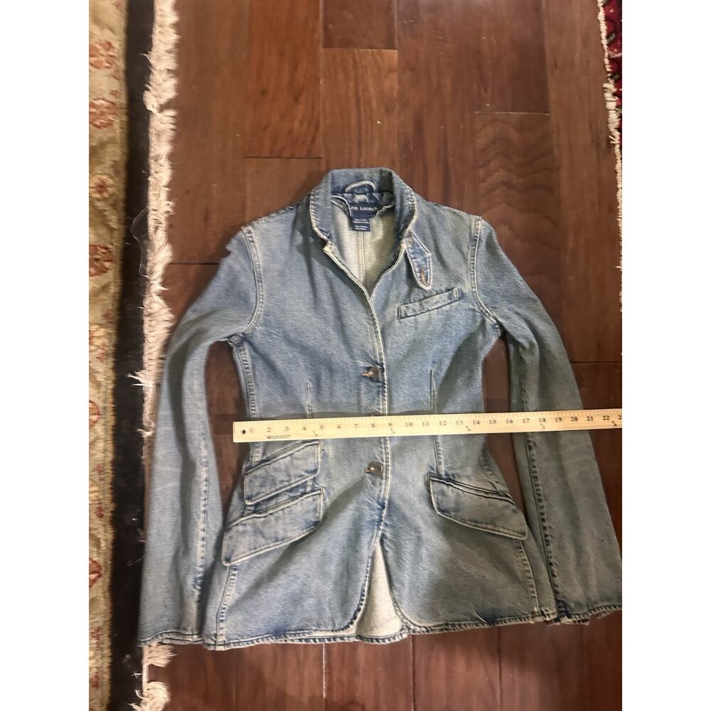 Vintage Ralph Lauren Y2K Blue Label Denim Jacket 2 Corset Fit neck piece - Picture 12 of 14